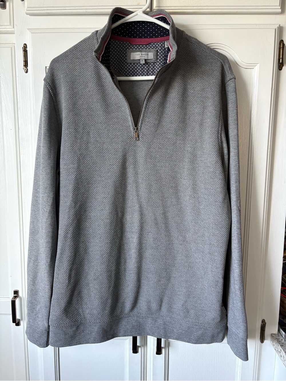 Ted Baker Men's Gray Half-Zip Textured Knit Sweater
